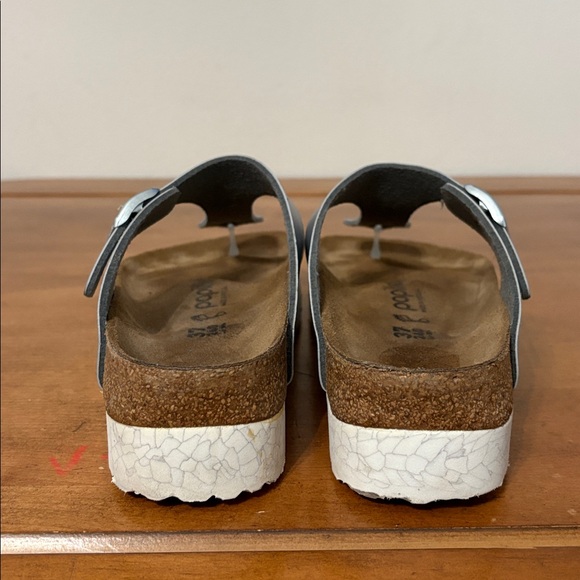 Birkenstock Papillio Gizeh Platform Stylish Silver Women's Sandals Size 8 - Picture 5 of 15